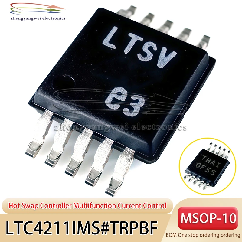 

2PCS LTC4211IMS # TRPBF MSOP-10 Code LTSV Hot swappable Controller Multi functional Current Control Static and Surge Protection