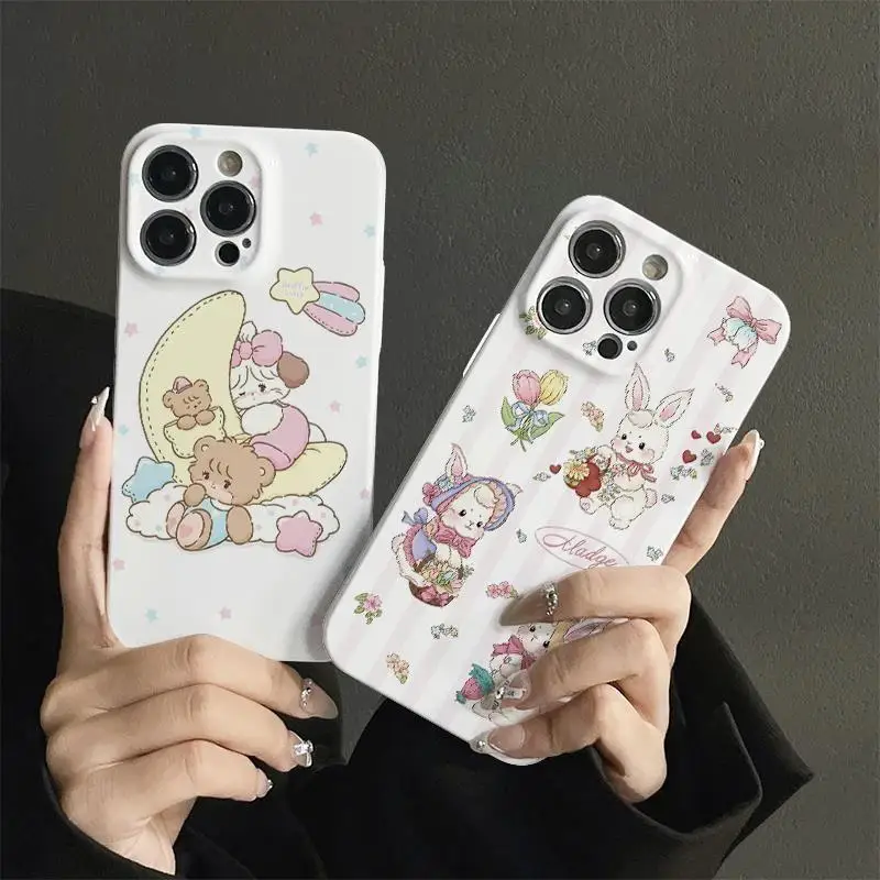 Kawaii Mikko Cammy Latte Mousse Souffle Phone Case Iphone15/14Promax13/12/11 Glossy Hard Shell Cartoon Printed Gift For Girls