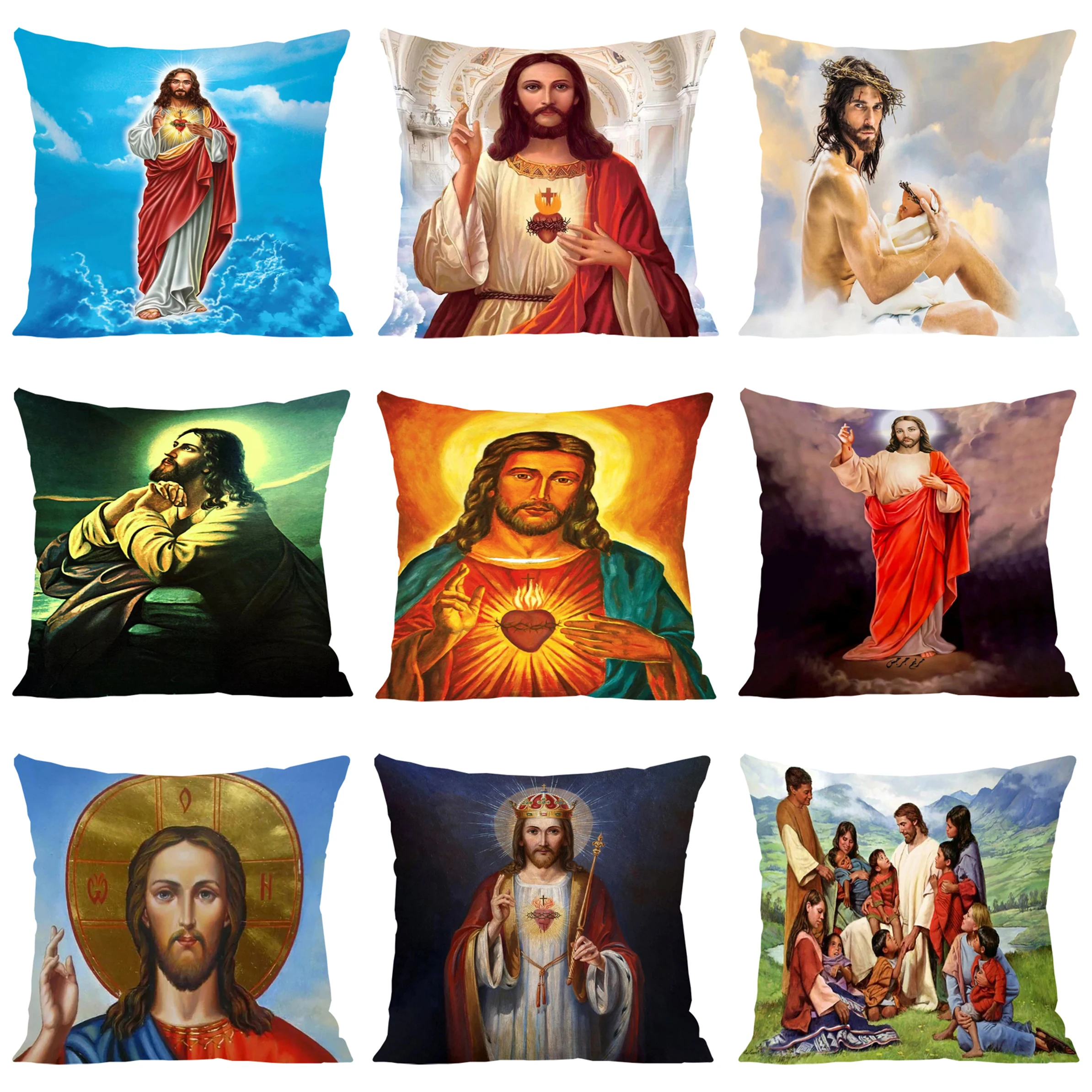 Jesus Christ Cover for Pillow Cases 45x45 Cushions Covers Aesthetic Room Decoration Decorative Pillowcase 40x40 Bed Pillowcases