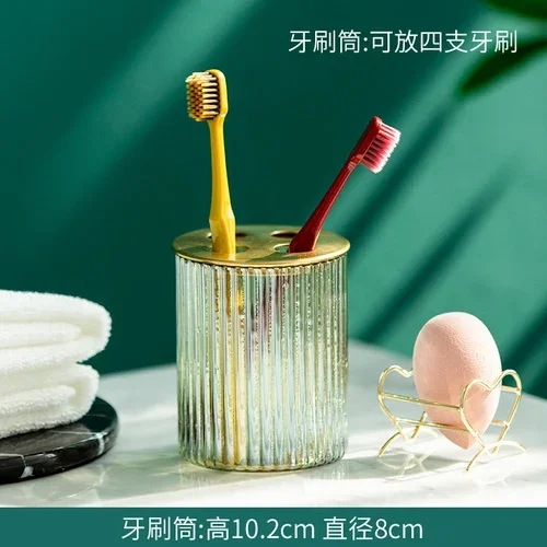 Creativity Brass Glass Bathroom Set Home Soap Dispenser and Toothbrush Holder Wash Kit Hotel Accessories Gift