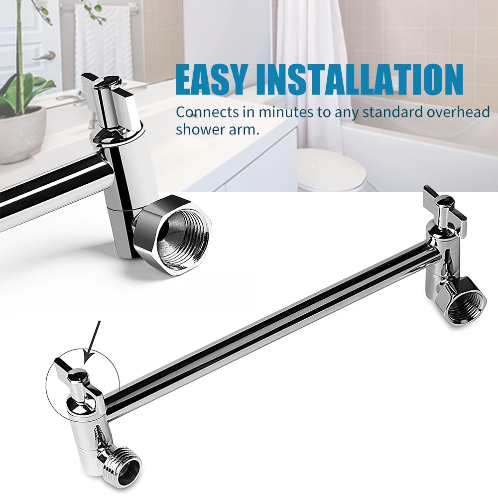 Shower Extension Arm Adjustable Shower Arm Shower Head Arm Bathroom Accessories 11 Inch Adjustable Height Angle