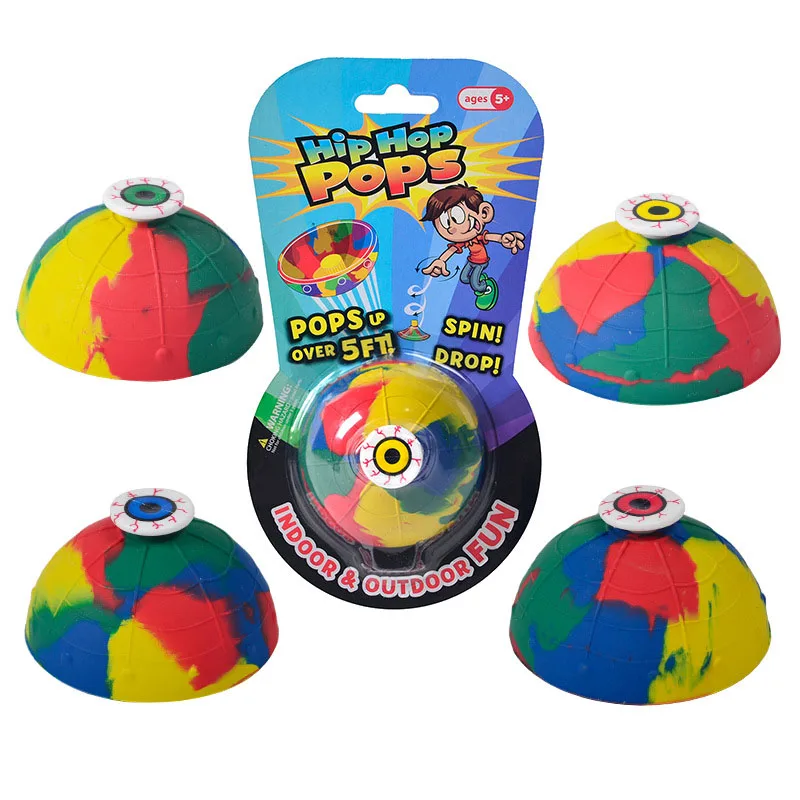 Hip Hop Jump Half Side Bouncing Ball Anti Stress Fidget Toys For Kids Outdoor Fun Camouflage Spinning Bounce Bowl Fingertip Top