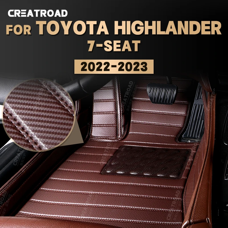 

Коврики из углеродного волокна на заказ для Toyota Highlander (гибридный/пейтрол) 7 мест 2022 2023, ковровый чехол, авто аксессуары для интерьера