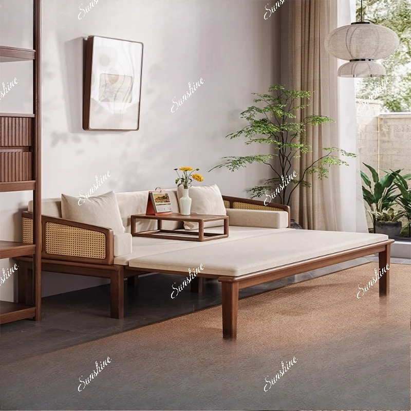 New Chinese solid wood Arhat bed tea table and chair combination living room home chaise longue