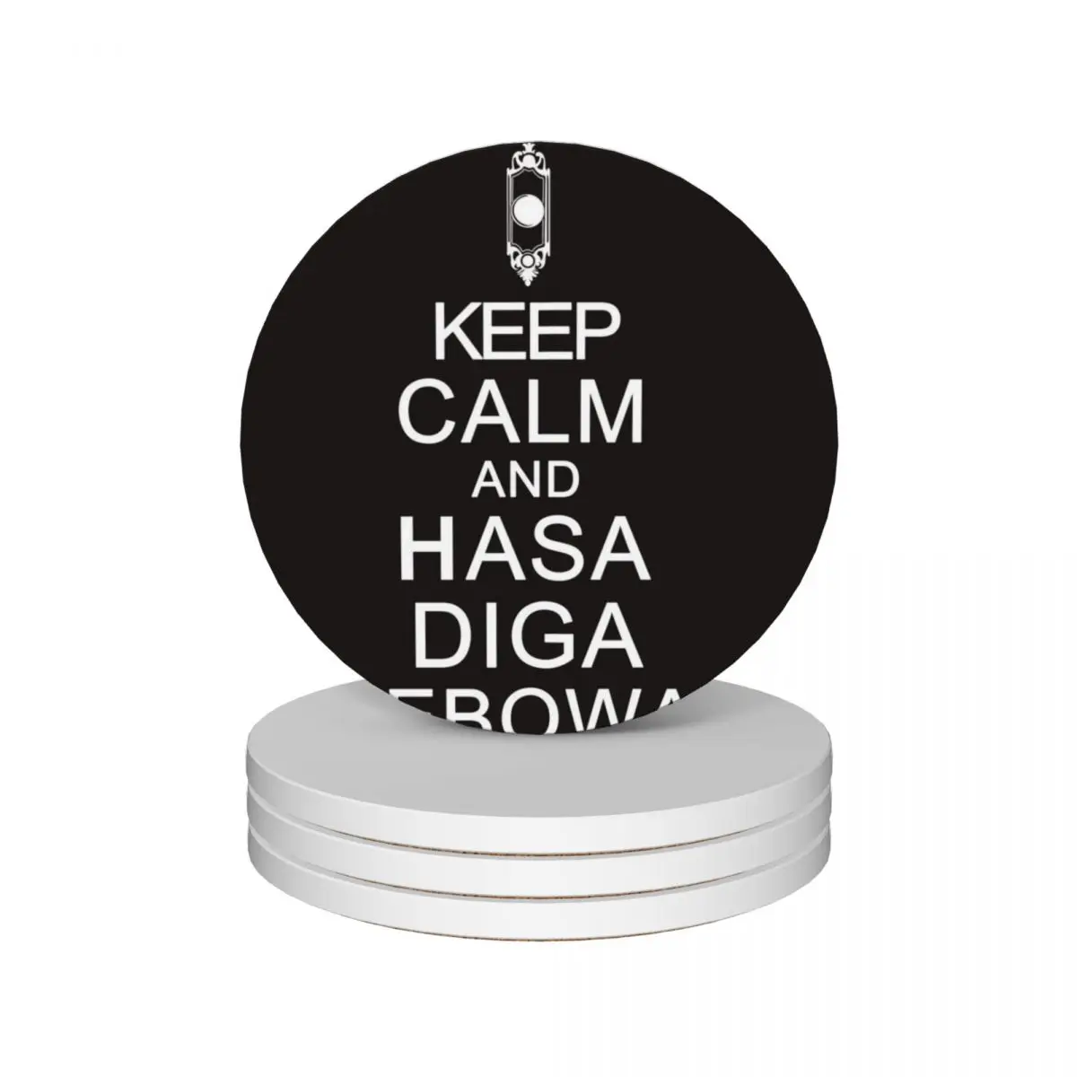 

Hasa Diga Eebowai. Ceramic Coasters (Set of 4) coffee plate cute kitchen white Coasters