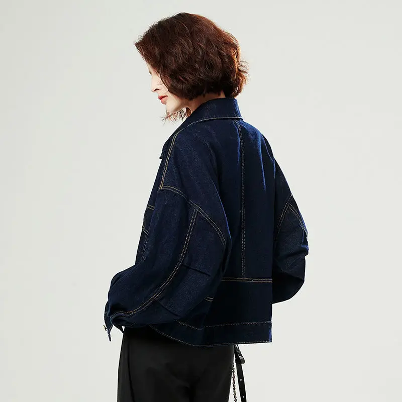 Spring and Autumn New Women's Cowboy Jacket Loose Commuter Short Casual Jacket