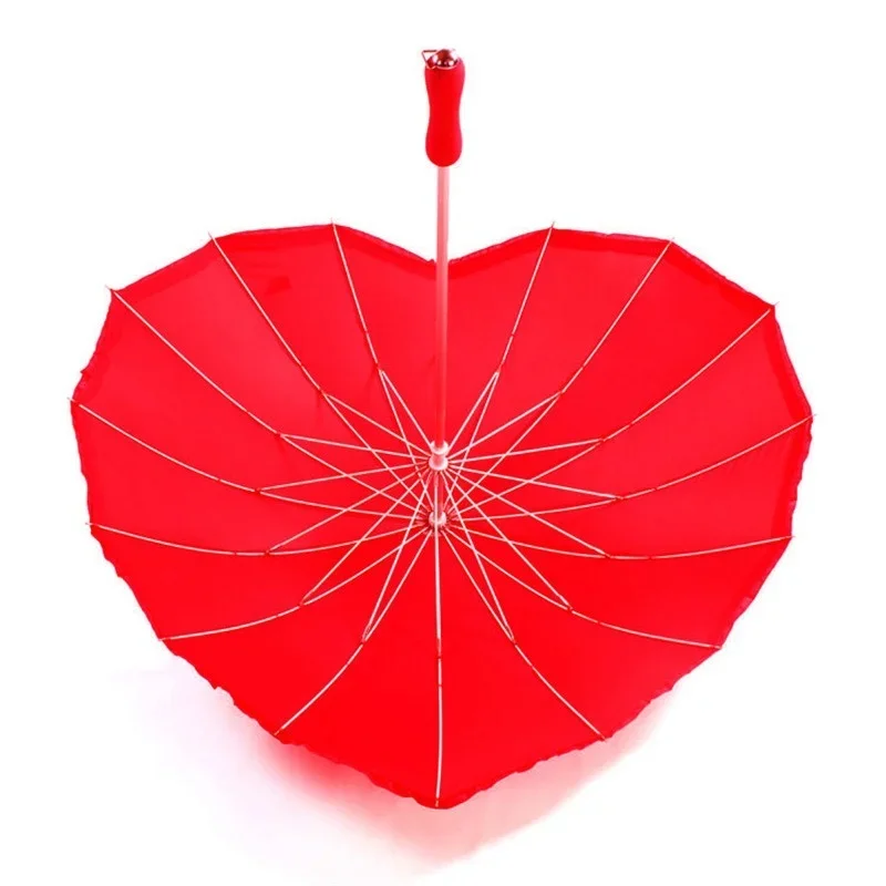 Heart Shaped Love Red Umbrella for Men and Women, Adult Bridal Wedding Gift, Waterproof, Wind Resistant, Creative, Rain