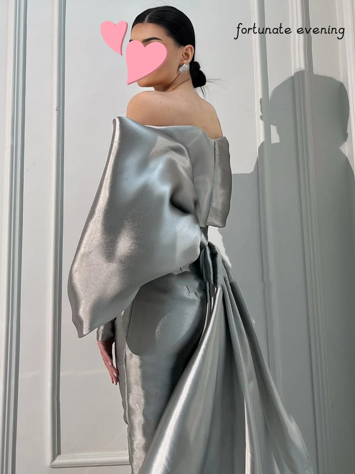 Fortunate Evening Elegant Vintage Sweet Silver Bow Satin Flower Crystal Customize Formal Occasion Prom Dress Evening Party Gowns image 3