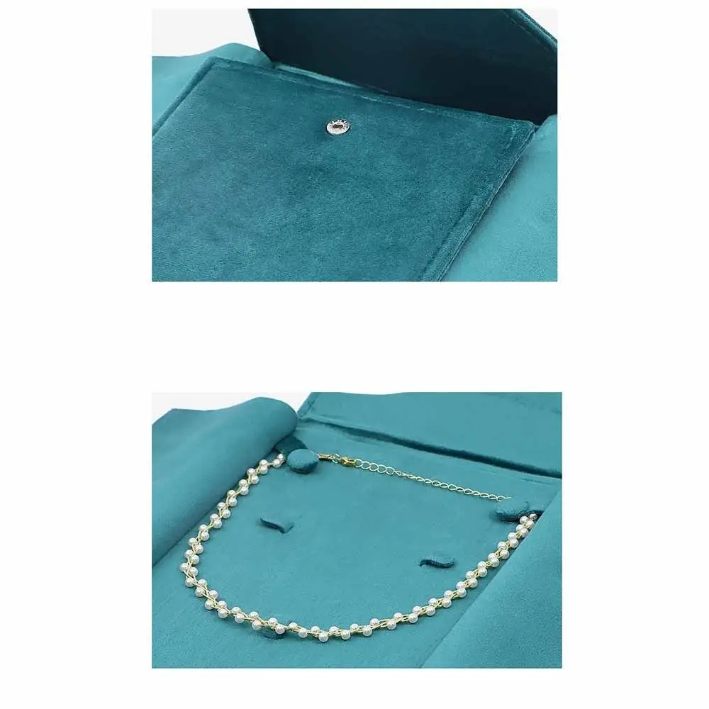 

Velvet Material Velvet Jewelry Pouch Foldable Design Soft Lining Necklace Organizer Bag Snap Button Closure Jewelry Storage Bag