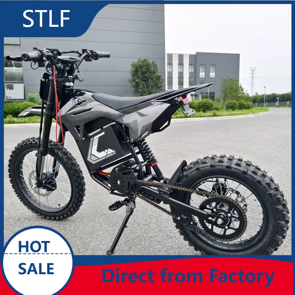 F18 60V 30Ah E-Dirt Bike, Mid Motor 240N.m Torque 90A BMS 3.7A Fast Charger Heavy Duty
