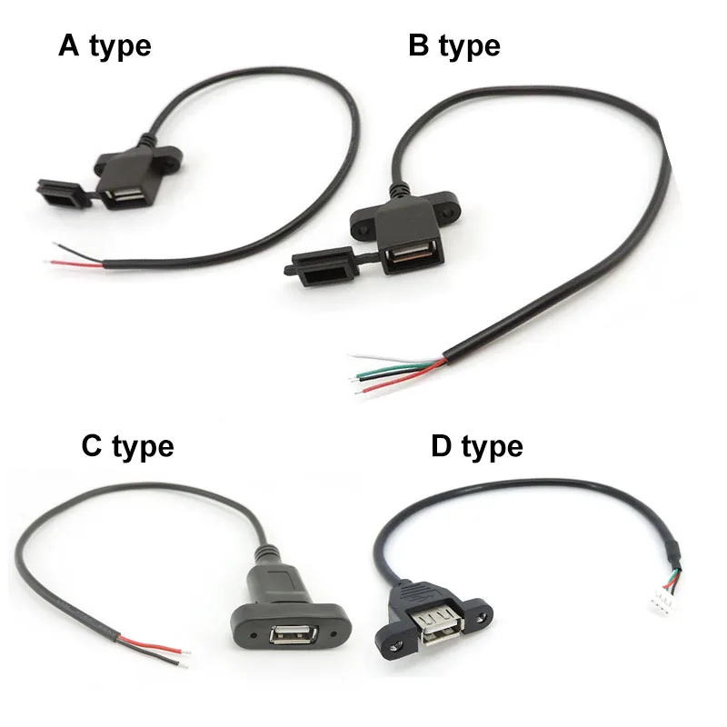 2pin 4pin diy USB Female ph2.0mm Plug power Socket cable Dust Proof Cover mount panel Connector Welding Wire Port Charging