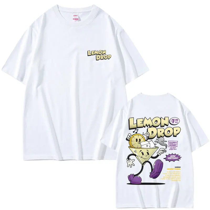

Lemon Drop Cocktail Cartoon Funny Meme T-shirt Men Women Clothing Casual Humor Vintage T Shirts Male Soft Cotton Oversized Tops