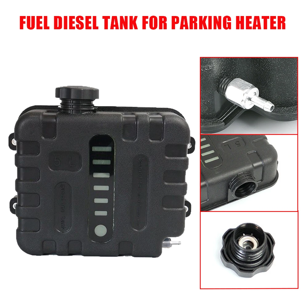 

5L Air Diesel Heater Fuel Tank Leakproof Storage Container with Cap for Car Truck Camper Caravan Strong Hard Plastic Black