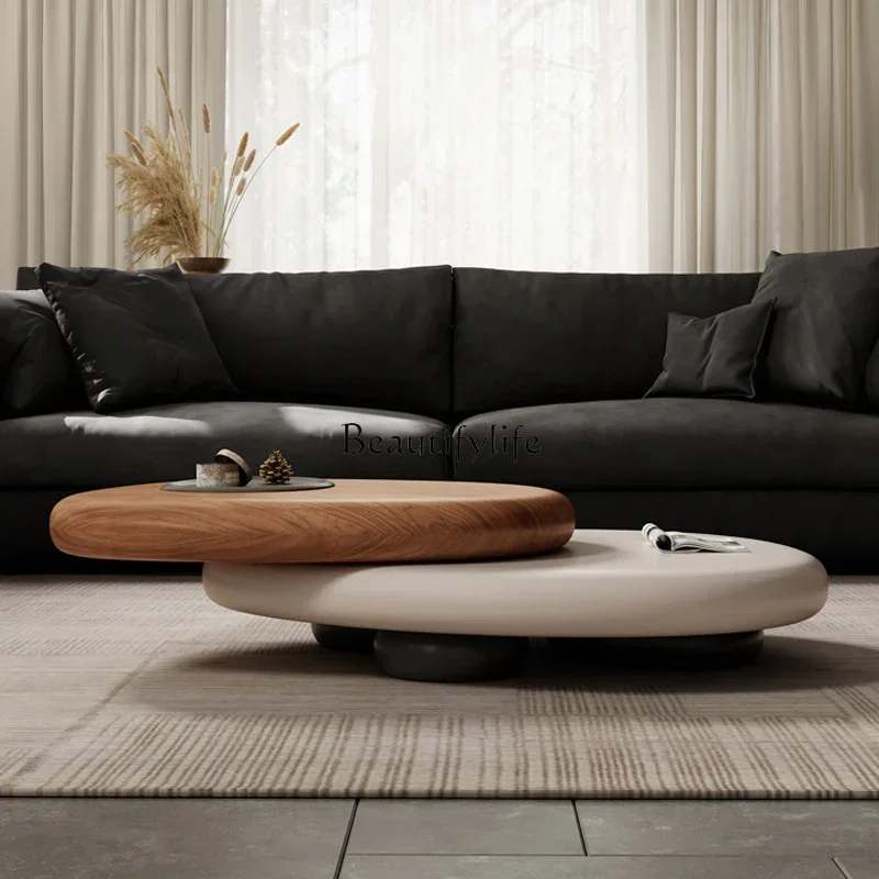 

01 Pebble Coffee Table Small Apartment Italian Minimalist Living Room Home Special-Shaped Rotating Coffee Table
