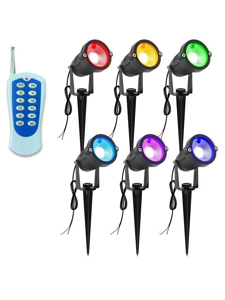 Wireless Remote Control RGB Led Garden Lawn Lamps 4/6 in 1 Waterproof Garden Decoration AC220V24V Landscape Light Ip65 Spotlight