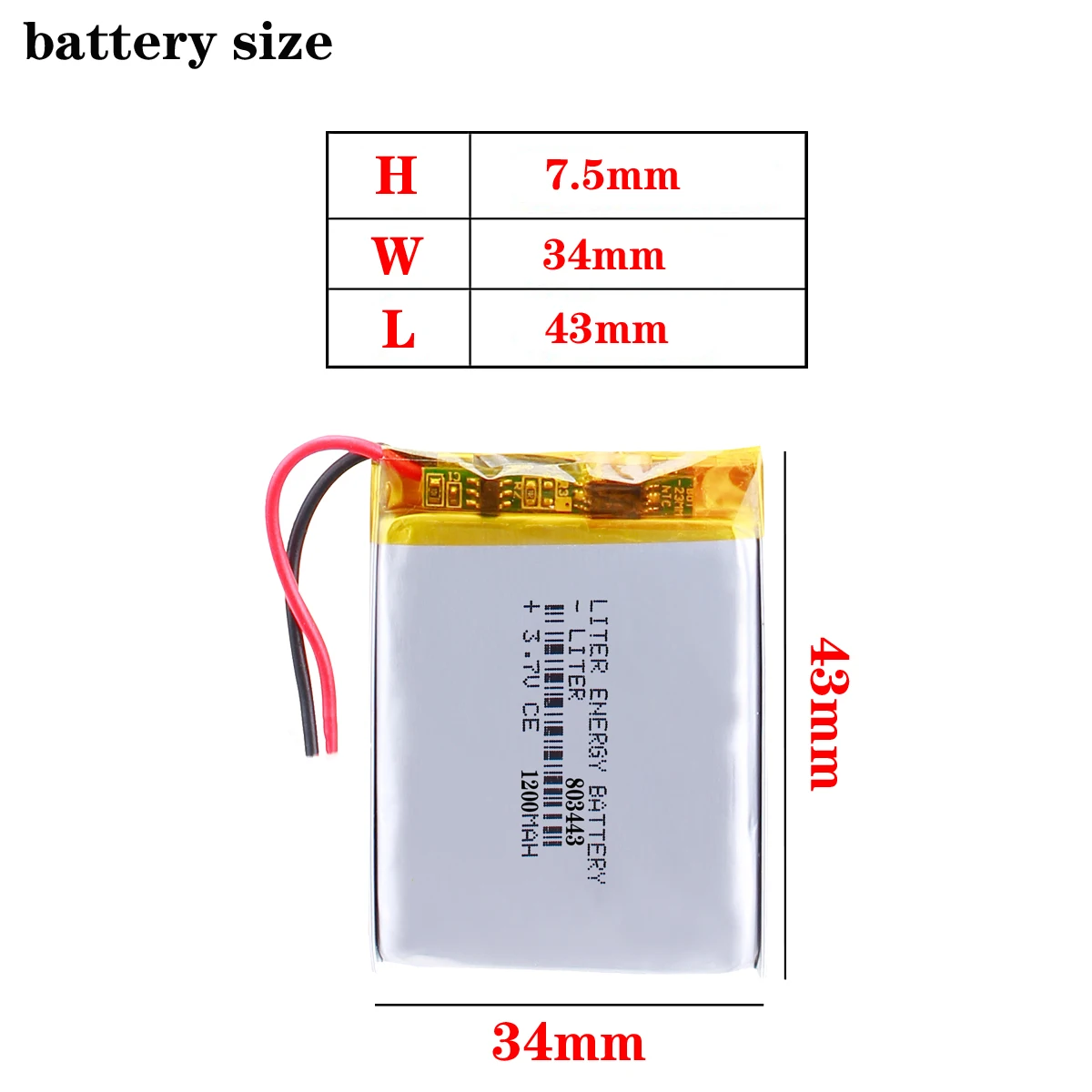 Liter energy battery 3.7V polymer lithium battery 803443 1200MAH GPS navigation mobile power battery game machine