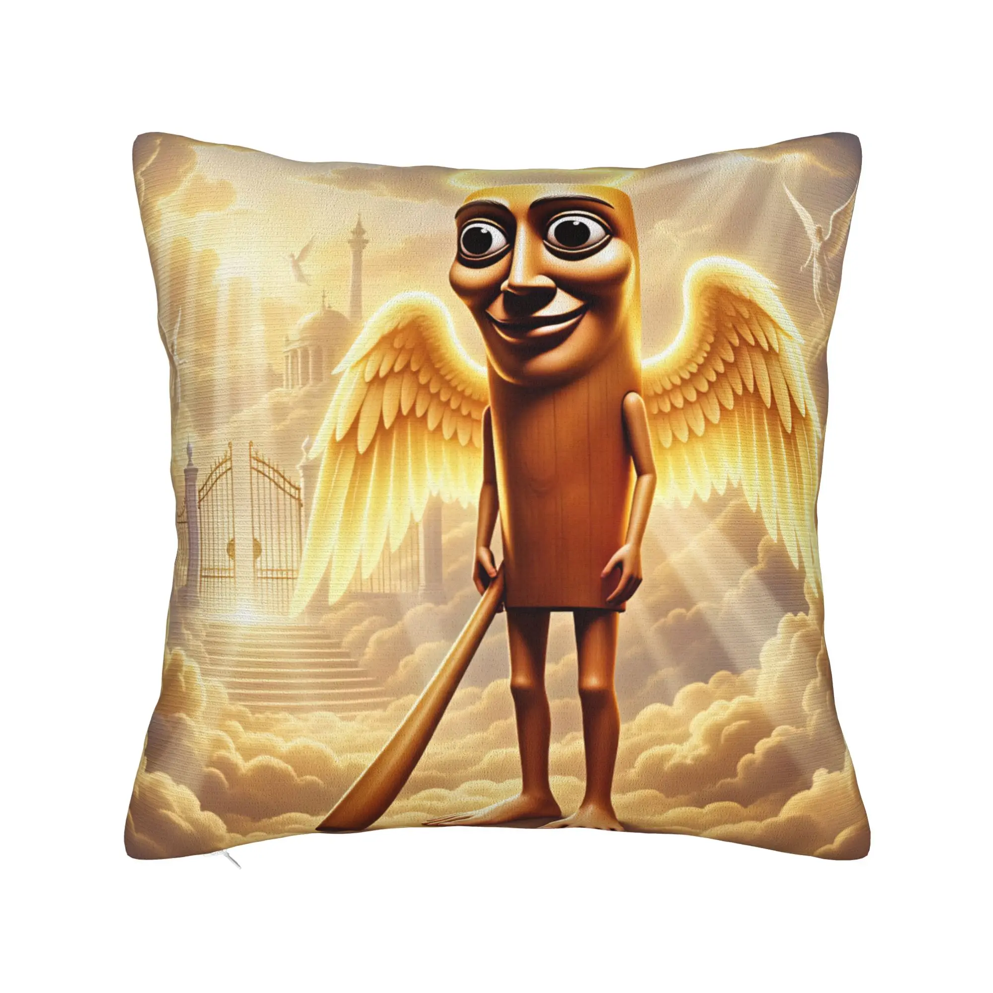 Tung Tung Sahur Angel Heaven Wings Meme Pillow Cover  Kawaii Pillow Case For Sofa Home Decor Comfy Pillowcases Gift