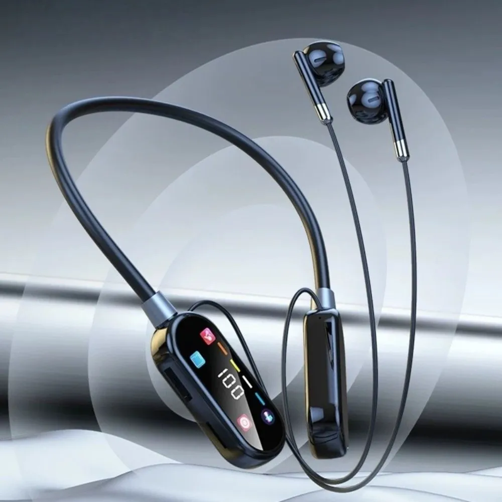 Wireless Wireless Earphones LED Display Screen Long Battery Life Sports Headset HD Mic HiFi Stereo Bluetooth 5.4 Earphones