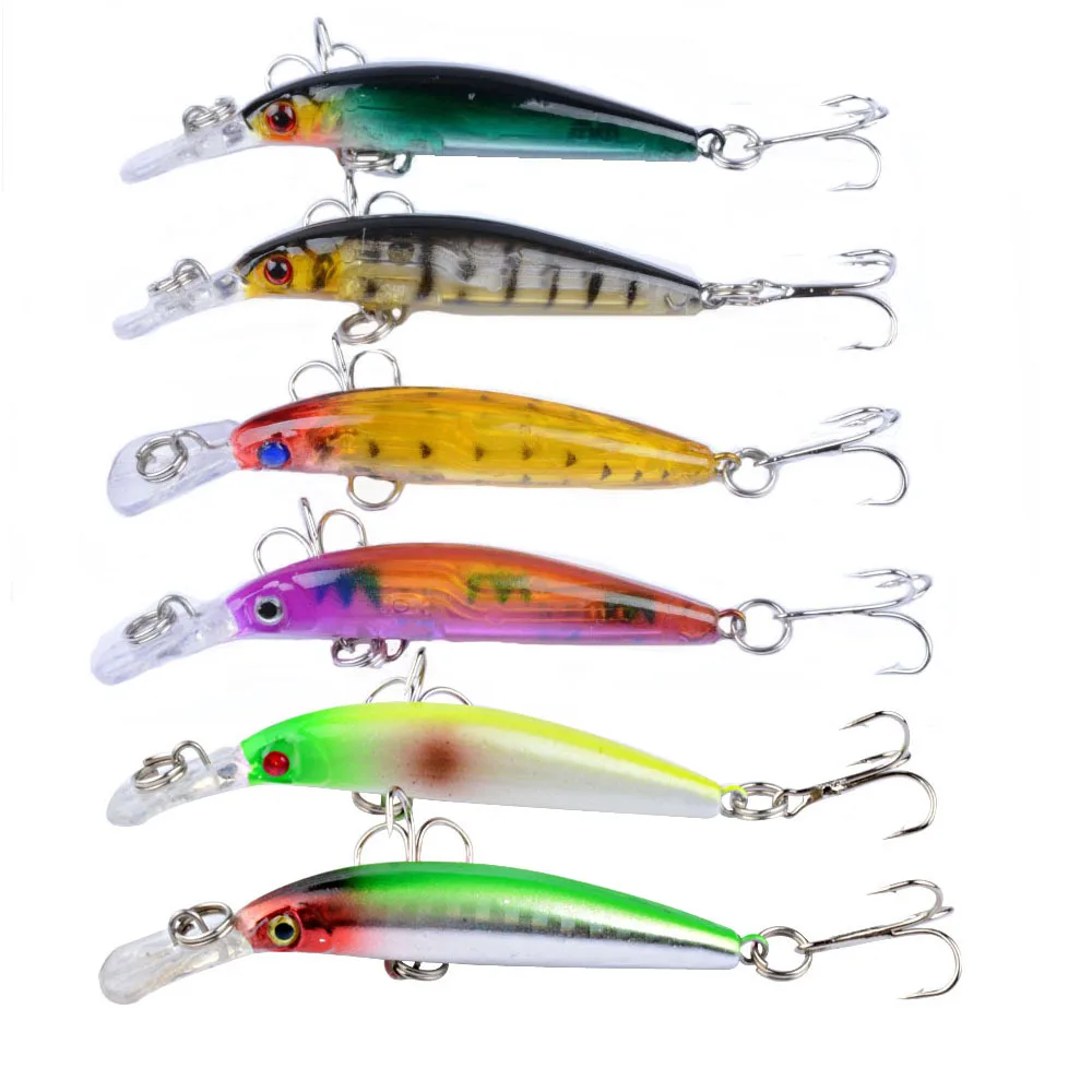 6 Colors Sinking Minnow Fishing Lure Kit 6.7cm 4g Artificial Bionic Hard Wobbler for Bass Trout Perch Fresh Saltwater Fishing