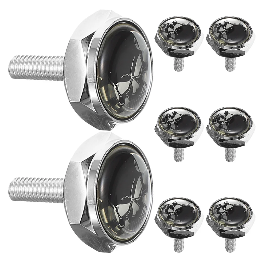 

8 Pcs License Plate Screw Cars Bat Screws Stainless Steel Silver Aluminum Alloy Expansion Buckle
