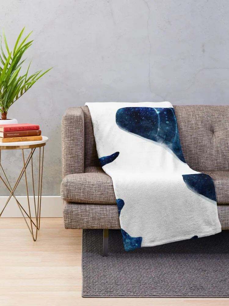 Sparkly Watercolour Whale Shark Throw Blanket Large Furry Furrys warm for winter Blankets