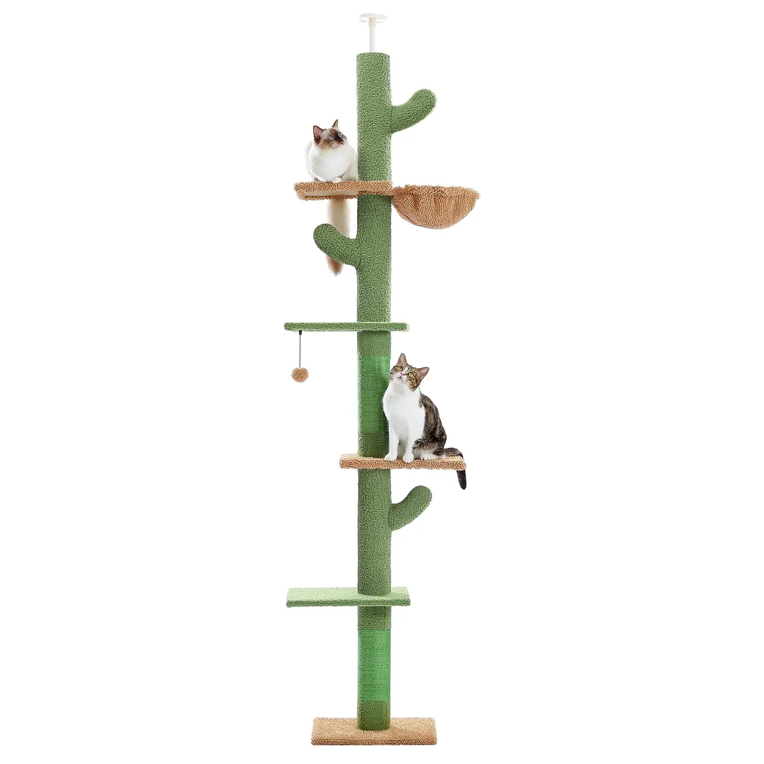 Cactus Floor-to-Ceiling Cat Tree 5-Tier Cat Tower with Hammock, Customized
