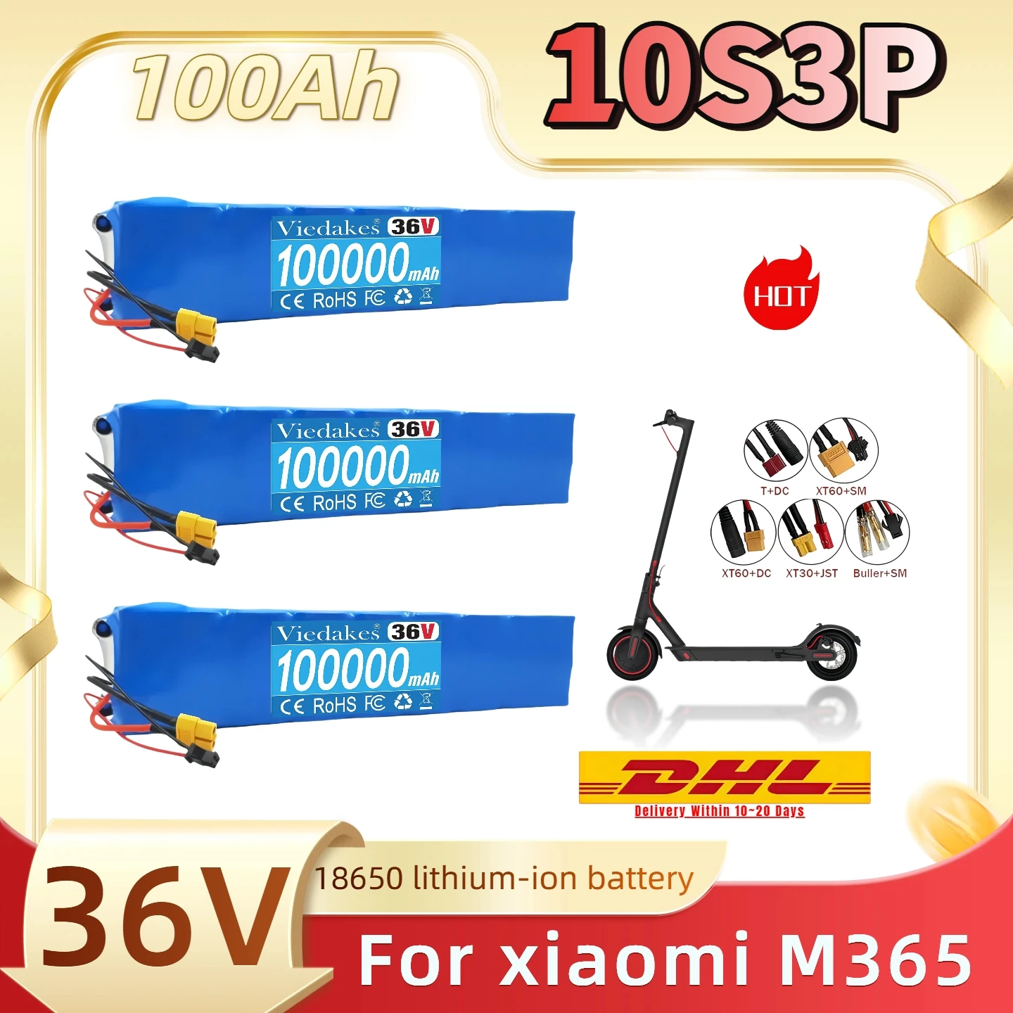 

10S3P 36V battery pack 18650 lithium battery, suitable for Xiaomi M365 electric scooter battery + 42V charger✅