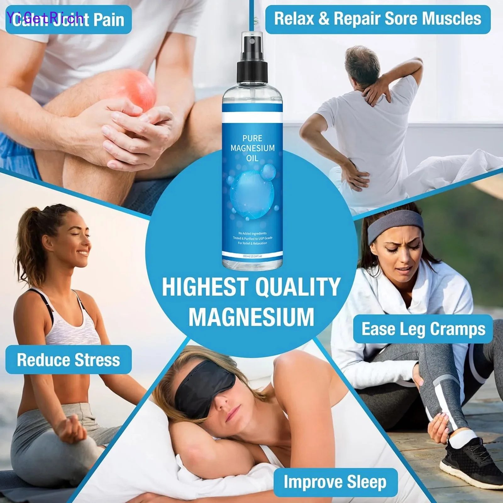 Exercise Muscle Recovery Magnesium Oil Soothing And Relaxing Sleep Spray Body Spray  Lavender 300ml Festival Gifts 2024 New