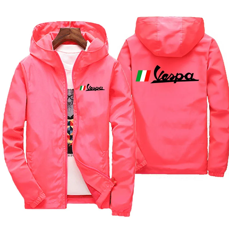 2024  summer Vespa motorcycle logo new bomber casual men\'s fashion outdoor zipper ultra-thin sports sunscreen clothing.