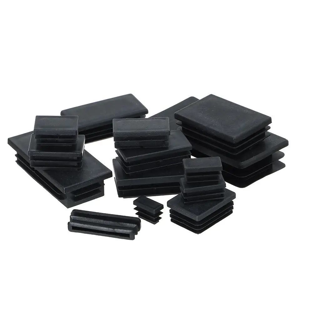10pcs High Quality Plug Furniture Rectangular Pipe Plug Plastic Square Foot Cover Non-Slip Black Square Tube Cap