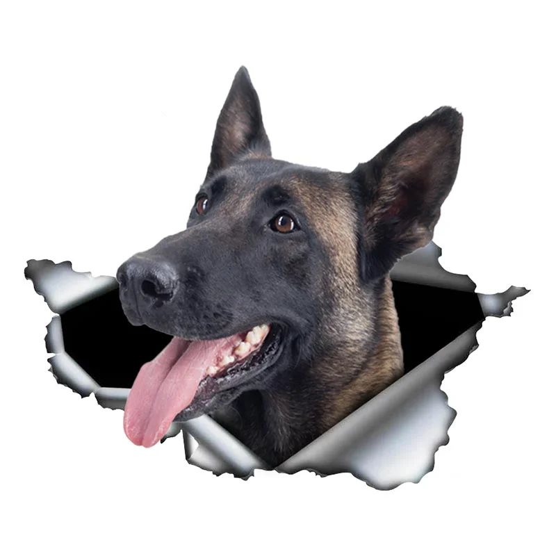 Creative Animal Belgian Malinois Car Sticker Torn Metal Decal Stickers Waterproof Shepherd Pet Dog 3D Vinyl Decals