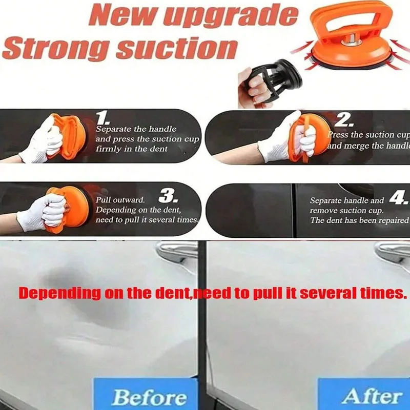 3pcs Alat Penghilang Penyok Mobil, Alat Penghilang Penyok yang Kuat, Digunakan untuk Kit dan Penyok Bodi Mobil, Kaca, Ubin, dan Cermin, Perbaikan Penyok Tanpa Cat