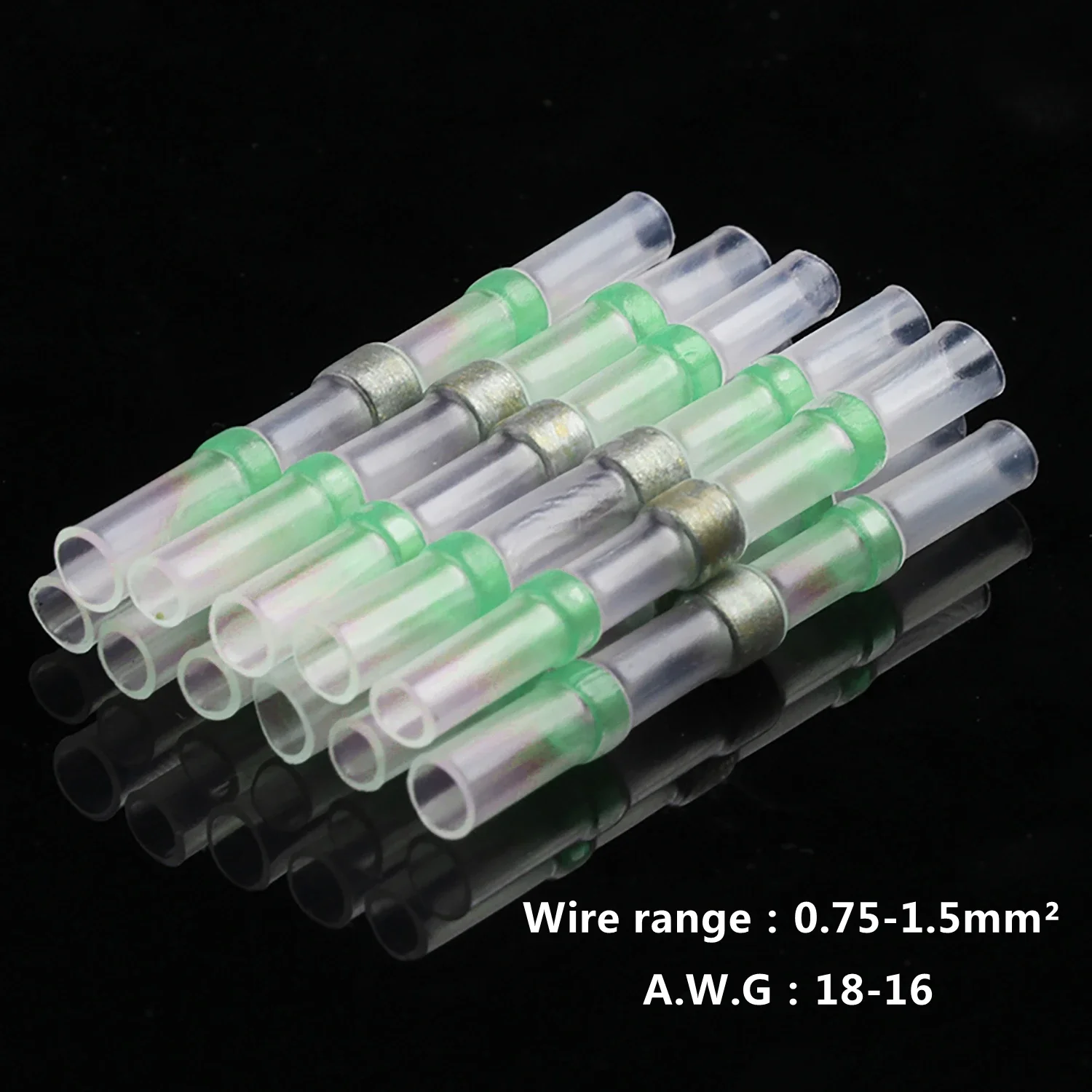 100/1000pcs Green Solder Seal Wire Connectors Waterproof Heat Shrink Butt Connector AWG18-16 Insulated Cable Splice Terminals