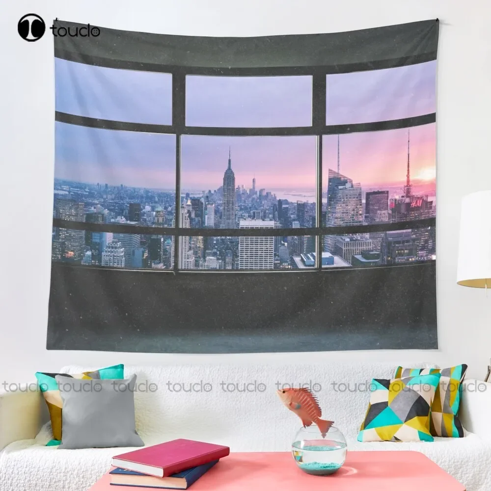 New York City Window Views Tapestry Tapestry Wall Hanging For Living Room Bedroom Dorm Room Home Decor Printed Tapestry