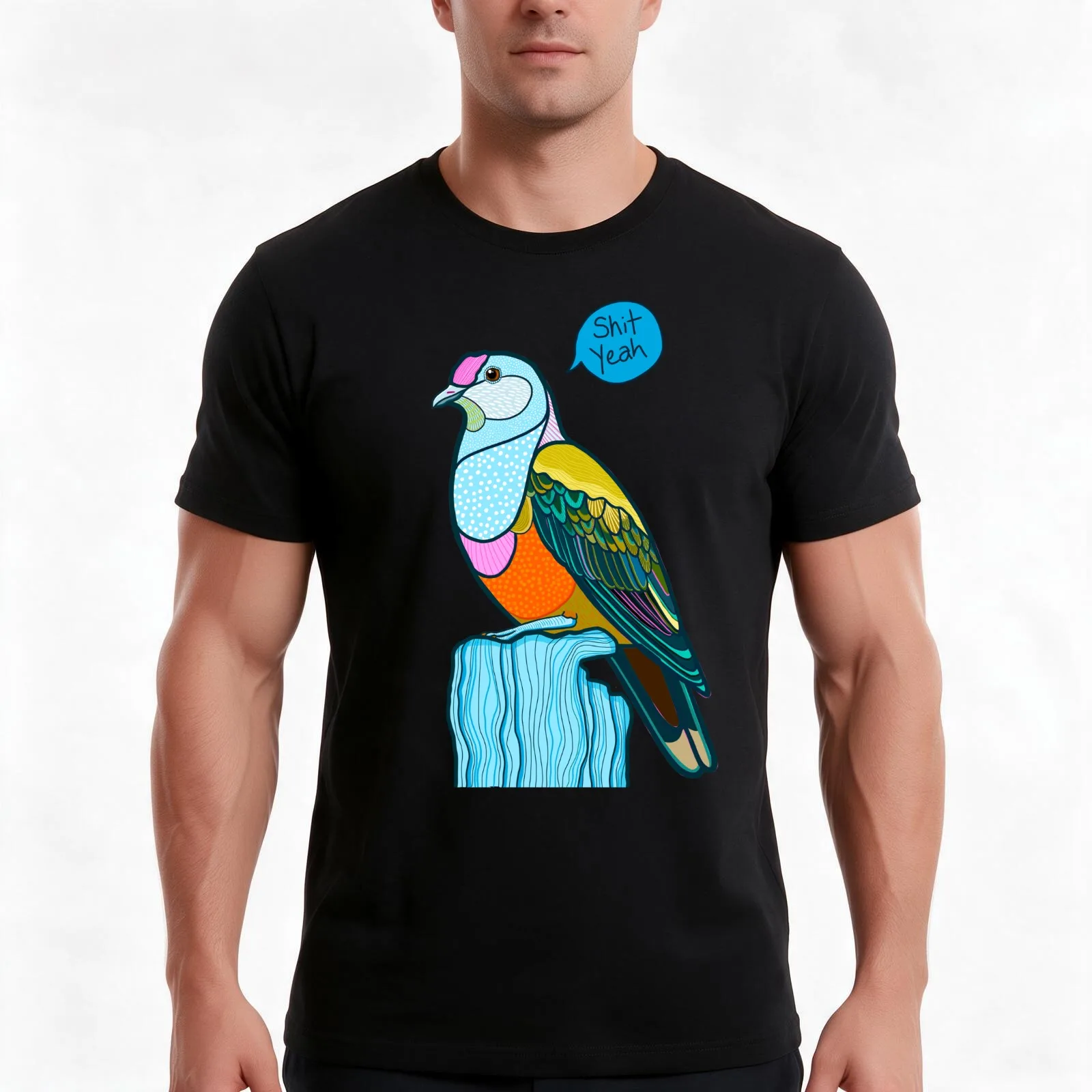 Fruity fruit dove T-Shirt, Summer Casual Cotton Tee, Oversized Streetwear Tops, Vintage Graphic Print, Loose Fit Short Sleeve