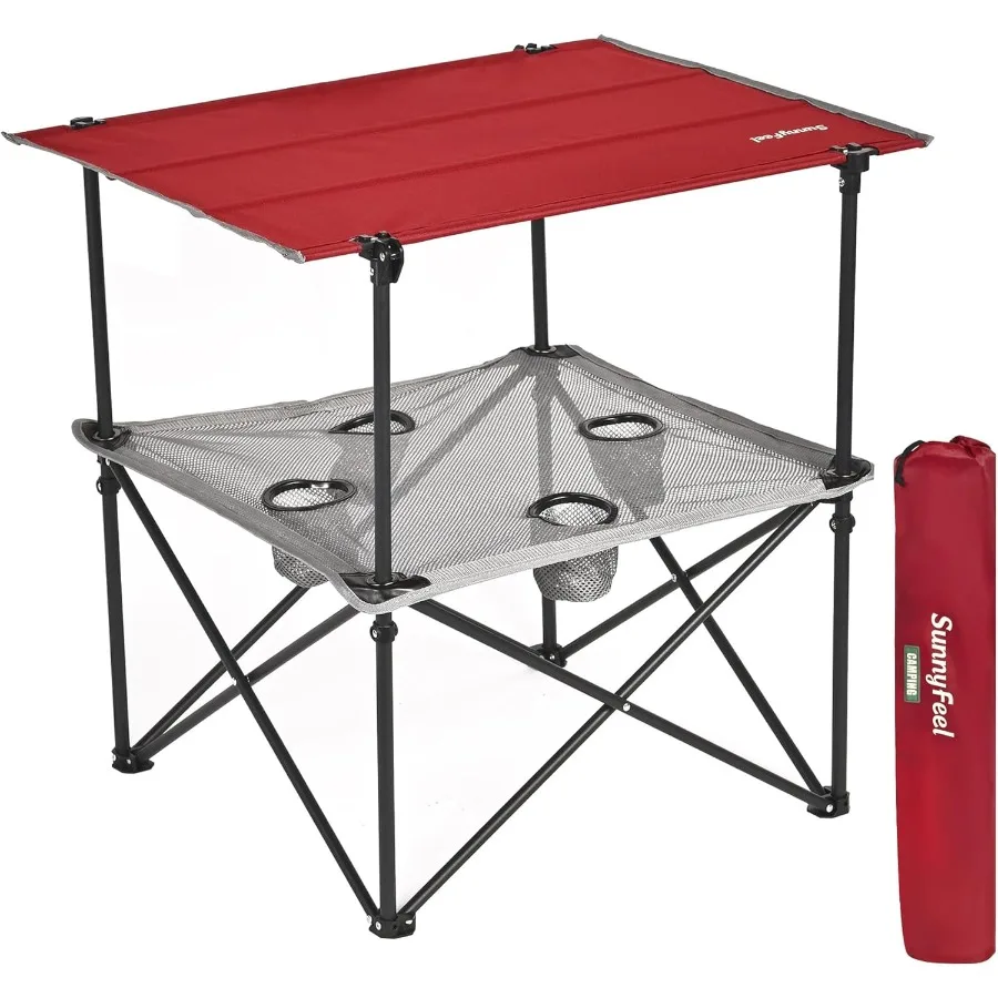 

Folding Camping Table Collapsible Portable Beach Table with 4 Cup Holders and Carry Bag for Outdoor Excursions Ideal