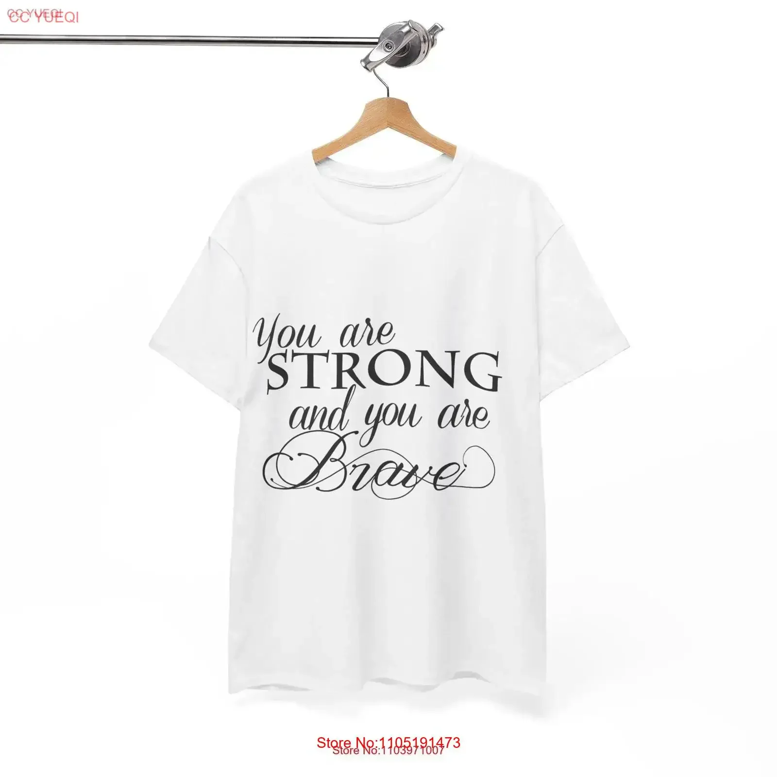 تي شيرت اقتباس ملهم أنت قوي وشجاع من القطن الثقيل عتيق مغسول ومسامي أنيق للجنسين #1