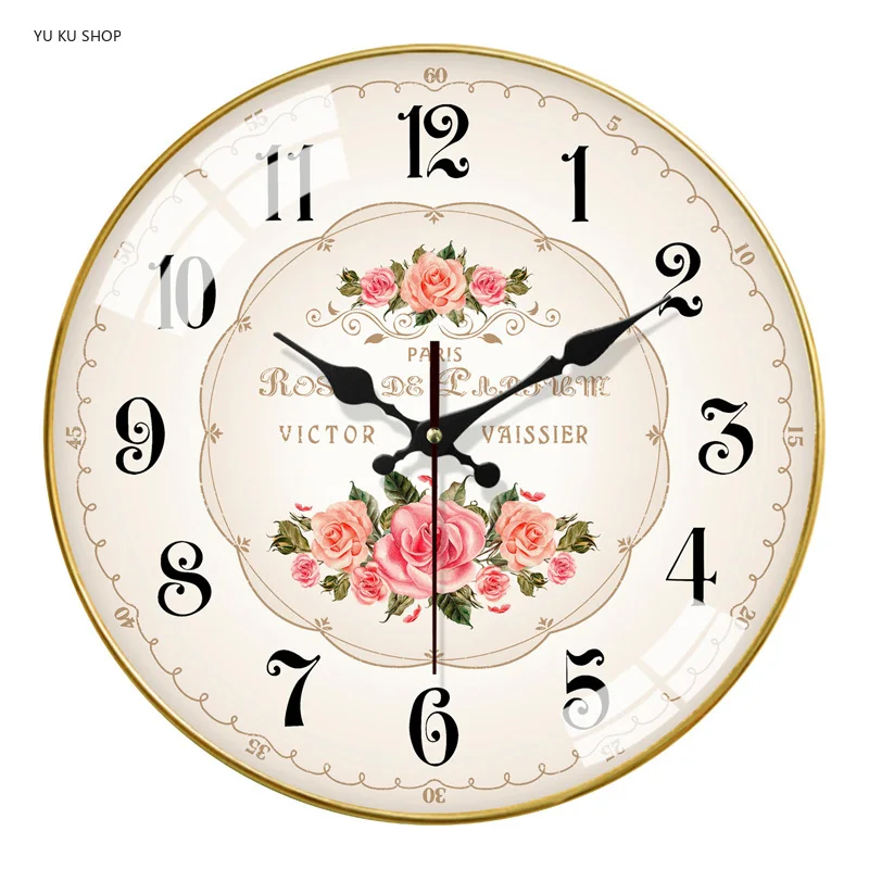 Rose Wall Clock Living Room European Silent Clock Creative Wall Watch Fashion Nordic Clock Kitchen Bedroom Garden Home Decor