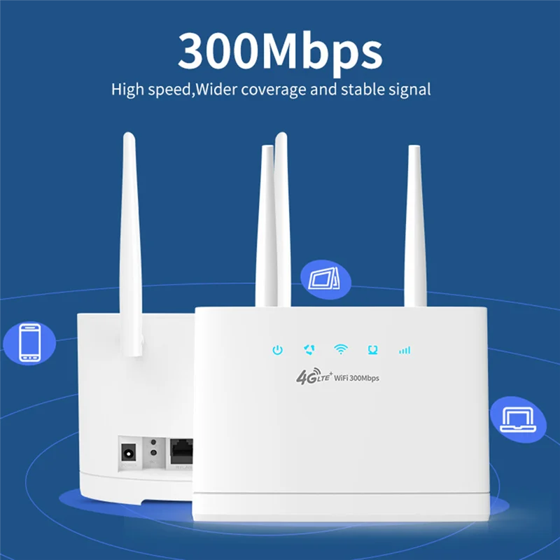 4G LTE موزع إنترنت واي فاي بطاقة SIM 300Mbps راوتر واي فاي لاسلكي نقطة اتصال منزلية دعم 4G إلى منفذ LAN 16 مستخدم واي فاي-ABVP
