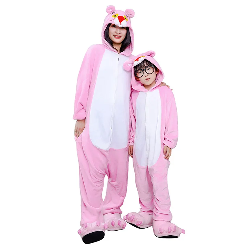 

Фланелевые пижамы унисекс кигуруми с пантерой, женские и мужские пижамы с капюшоном, комбинезоны, костюмы для косплея с животными на Хэллоуин