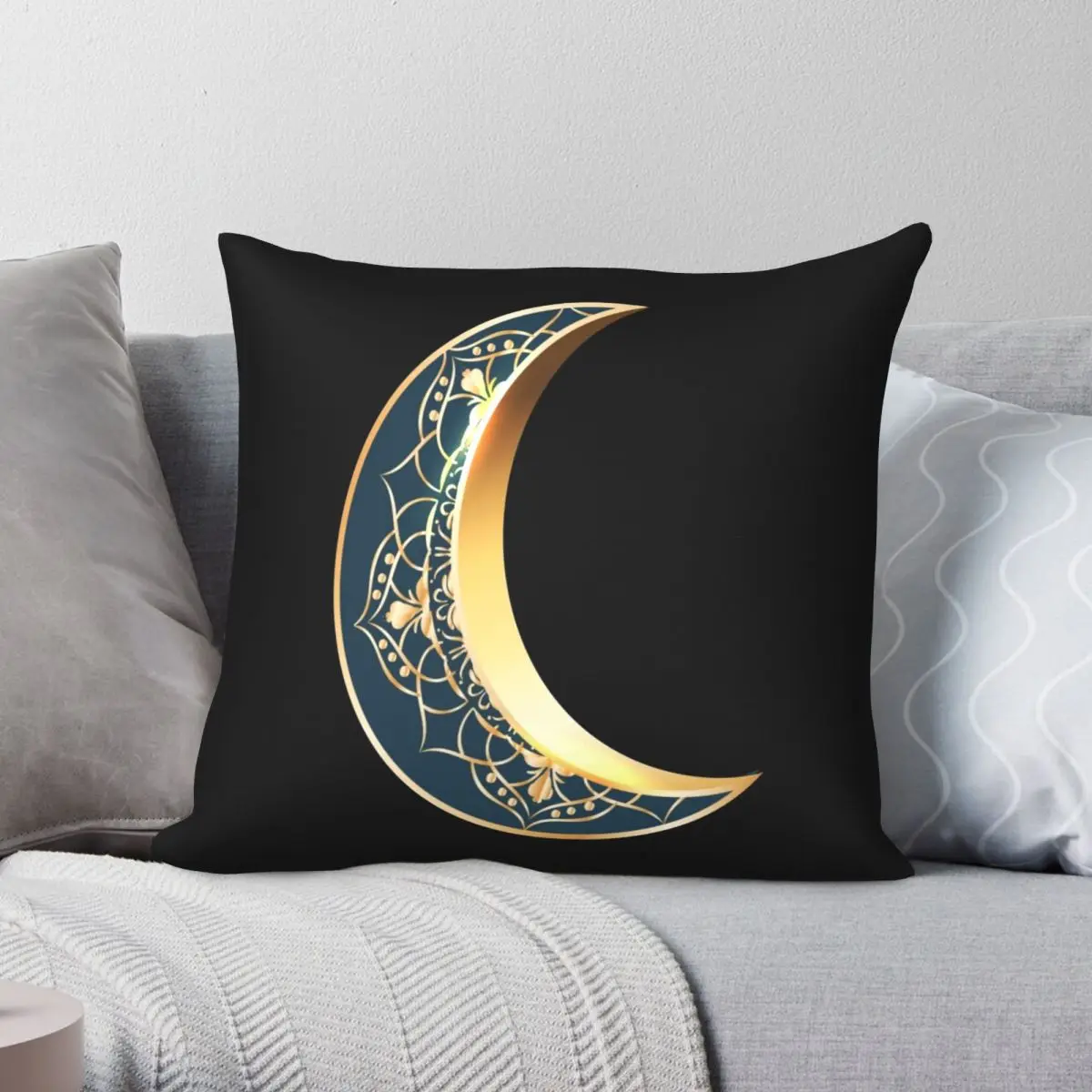 Crescent Of Ramadan Kareem Moon Square Pillowcase Polyester Linen Velvet Printed Zip Decor Throw Pillow Case Home Cushion Cover