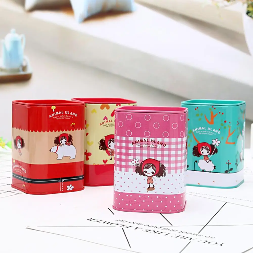 Piggy Bank Large Capacity Decorative Unbreakable Metal Cartoon Square Coin Saving Can for Home