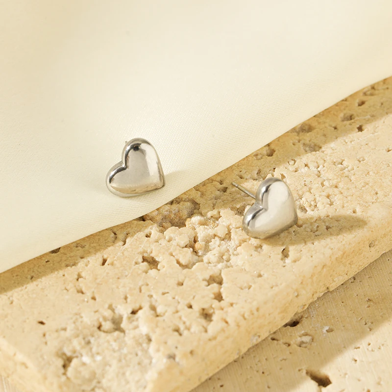 EILIECK 316L Edelstahl Silberfarbenes Glänzendes Herz-Liebes-Halsketten- und Ohrring-Set für Frauen Neues Trendiges Wasserdichtes Schmuckset – Detail 15