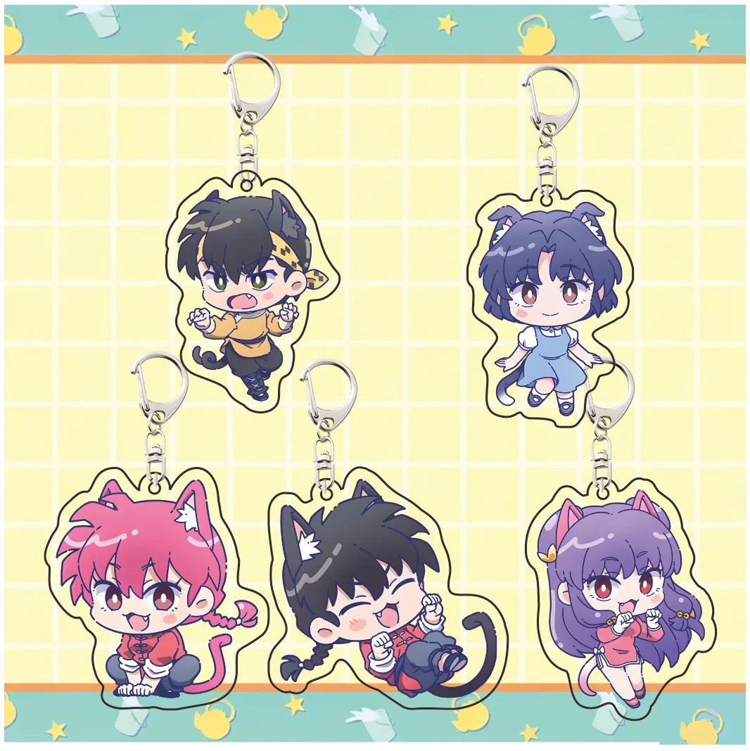 Ranma ½ Mini Acrylic Stand Keychain Cute Ranma Saotome Pop Stand for Anime Fans Collectible