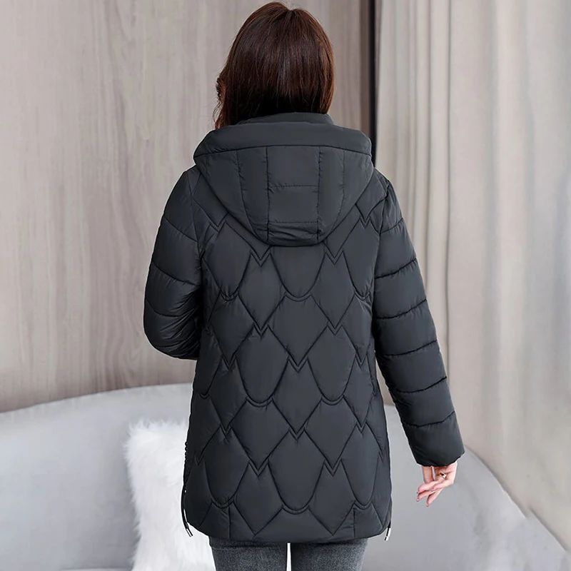 Winter New Hooded Down Cotton-Padded Jacket Women's Overcoat Thickened Warm Parka Fashion Mid-Length Loose Cotton Jacket