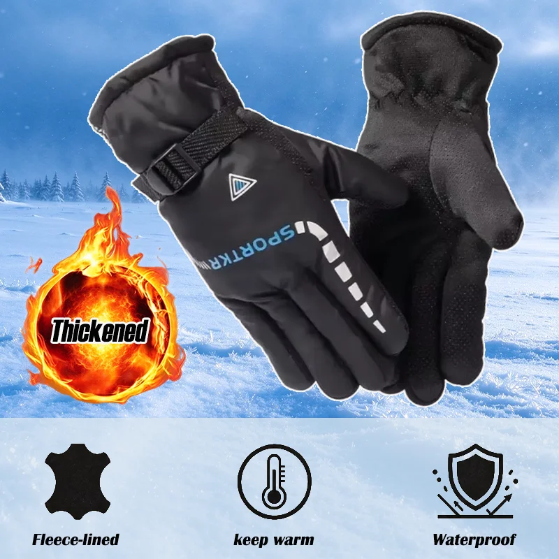 Motorcycle Cycling Gloves Warm Winter Outdoor Waterproof Requisite Mitten Motorbike Thermal Sport Glove Women Men Universal