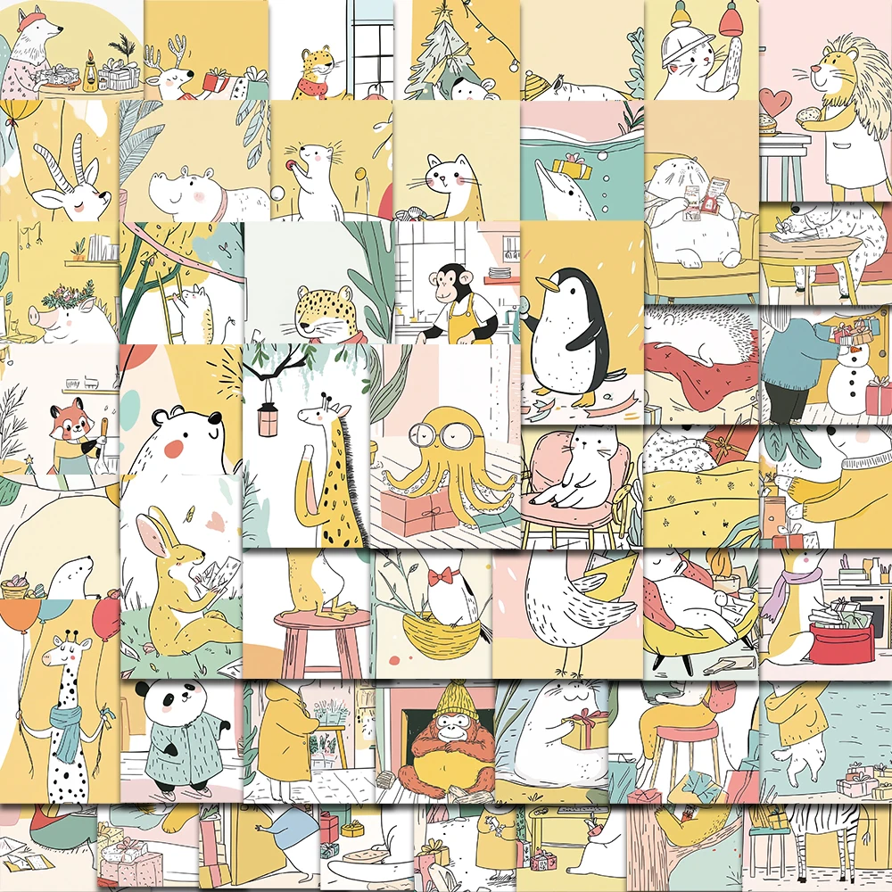 

50 шт., эстетическое украшение, наклейка «сделай сам», милые животные, упаковка, рабочий подарок, ноутбук, багаж, граффити, канцелярские принадлежности, скрапбукинг, телефон