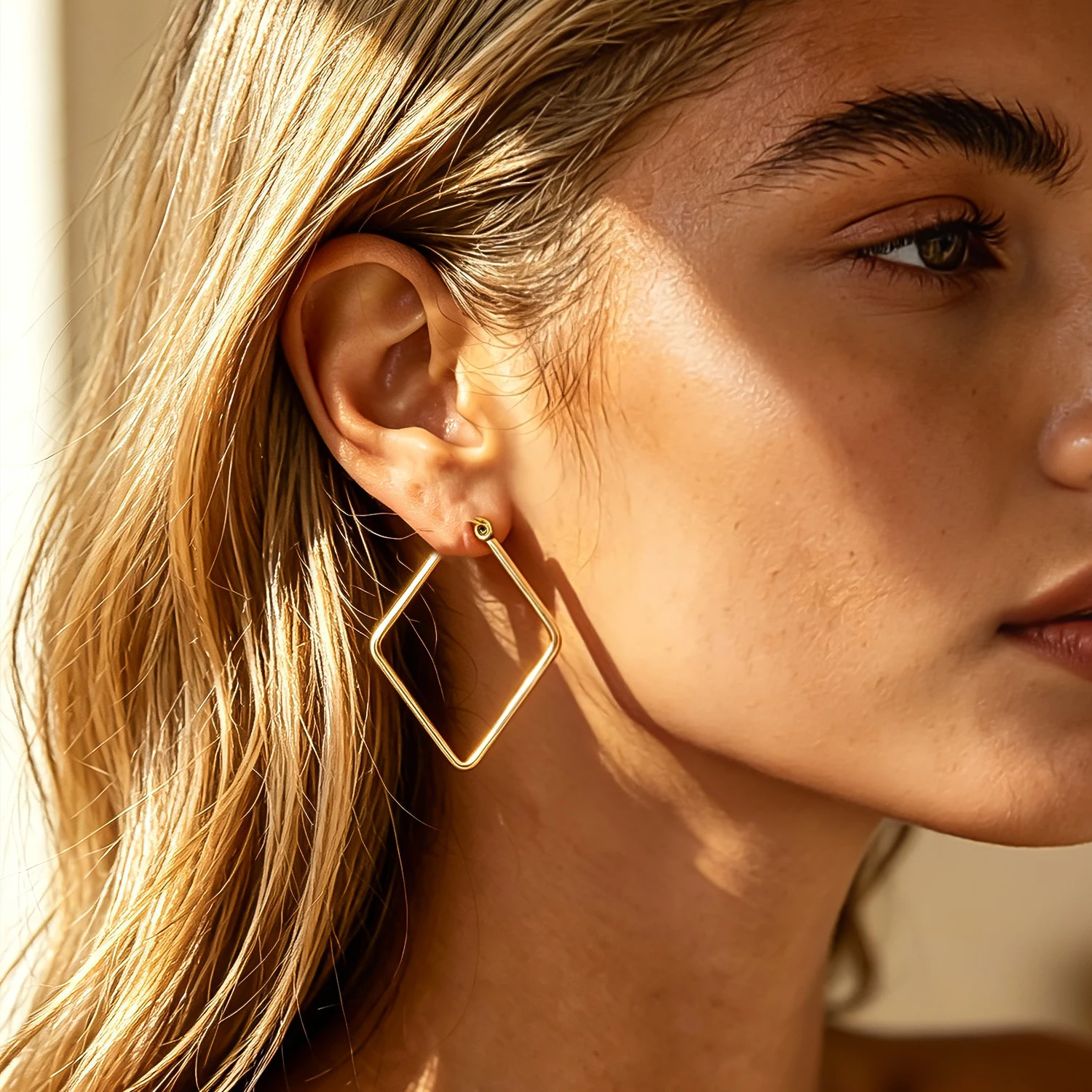 Square Hoop Earrings for Women 316L Stainless Steel Anti Allergic Geometric Minimalist Classic Daily Party Gift Fashion Jewelry