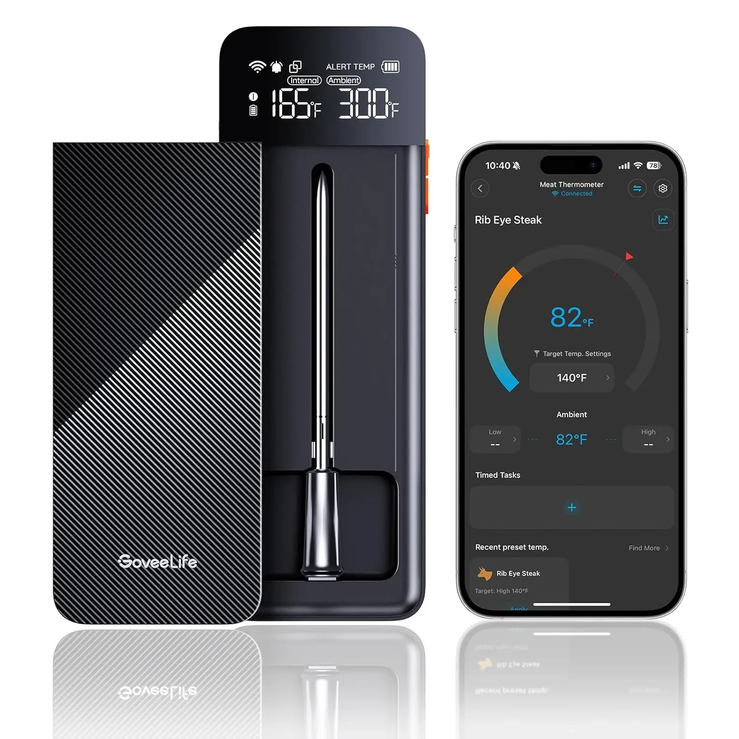 Termometro per carne wireless Bluetooth con display LCD, WiFi, ±1.8 ℉   Precisione, sonde per uso alimentare per barbecue, grill, forno