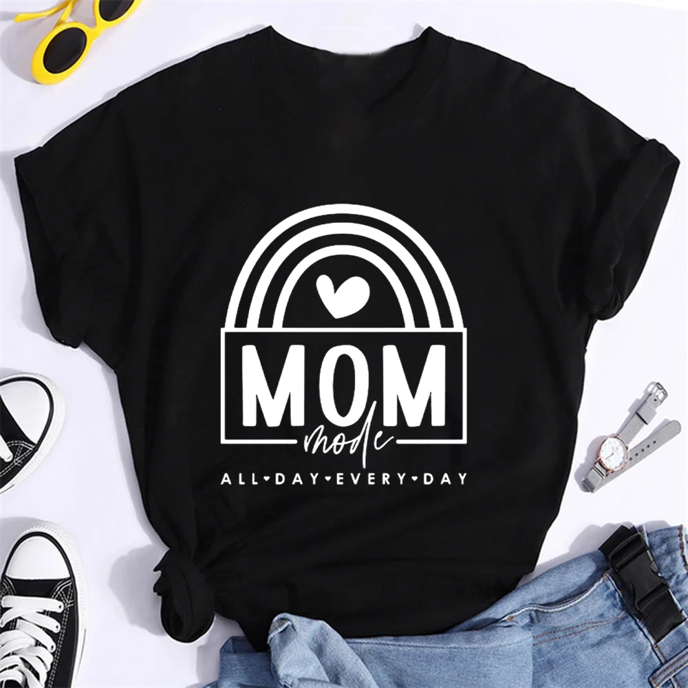 Women Print Lady Mom Mama Letter Love Cute Mother Graphic Summer Female Top Short Sleeve Fashion Graphic T-Shirt Clothes